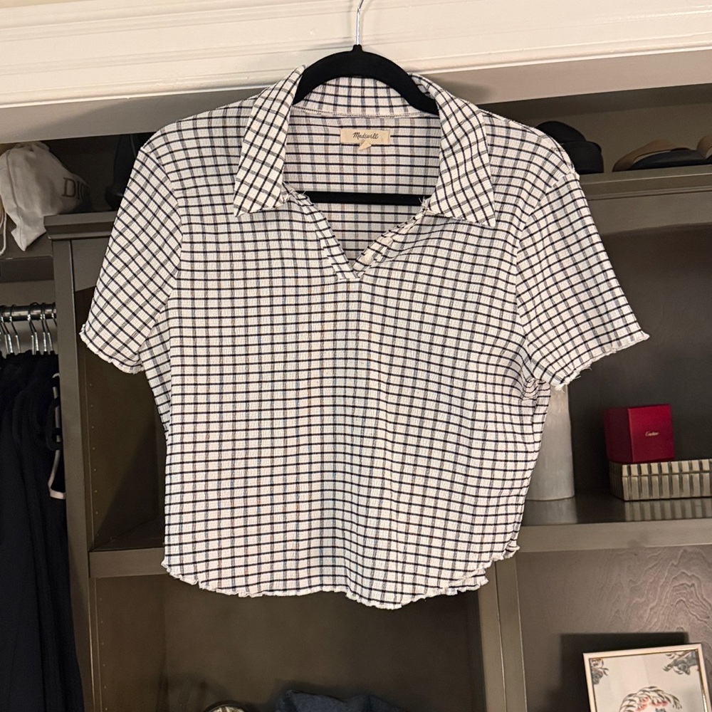 Madewell Black and White Checkered Top
